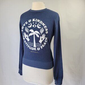Spiritual Gangster Love & Kindness Gratitude & Peace Sweater Navy Size Medium